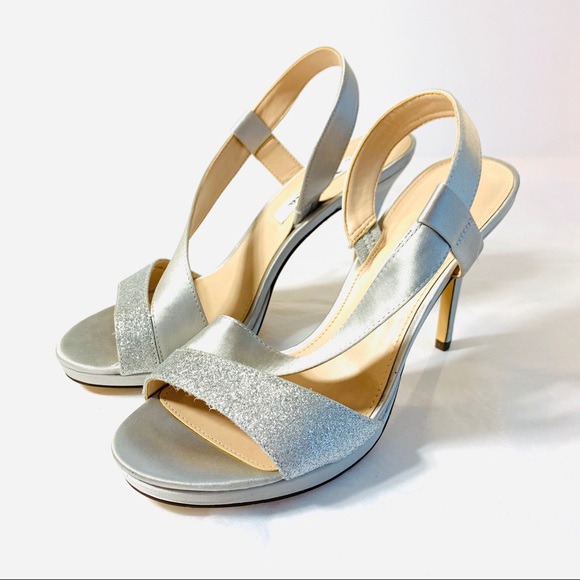 Nina New York Heels Silver Shimmer Sandal 8.5 - Picture 2 of 5